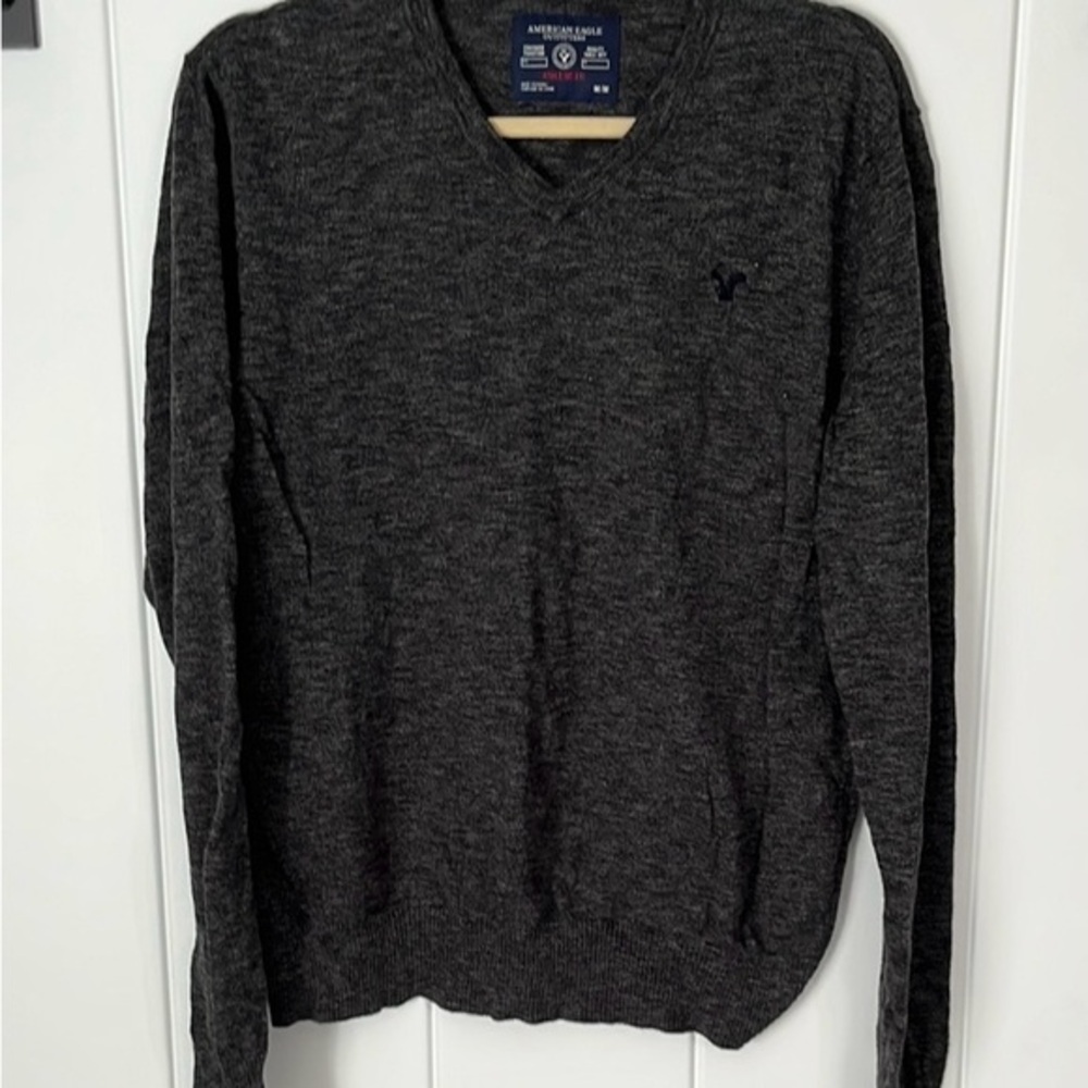 American Eagle Outfitters Dark Gray V-Neck Sweater